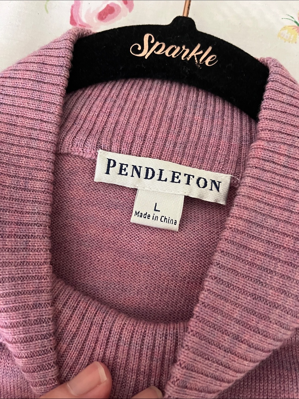 Pendleton Merino Wool Classic Women's Mock Neck Sweater - Lavender Pink L